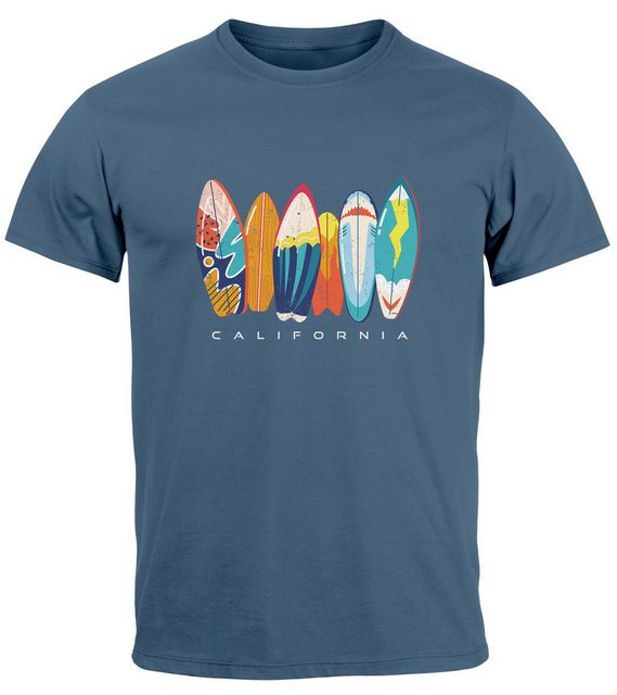 Neverless Print-Shirt Herren T-Shirt California Surfboards Surfing Motiv Pr günstig online kaufen