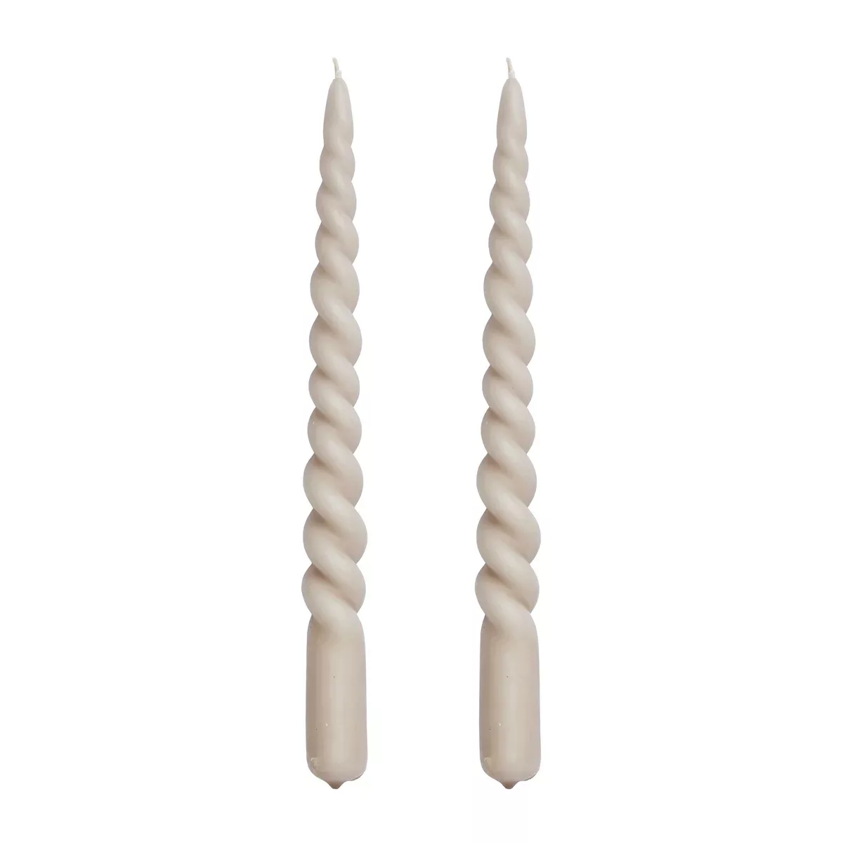 Twisted gedrehte Kerze 25cm 2er Pack Linen günstig online kaufen