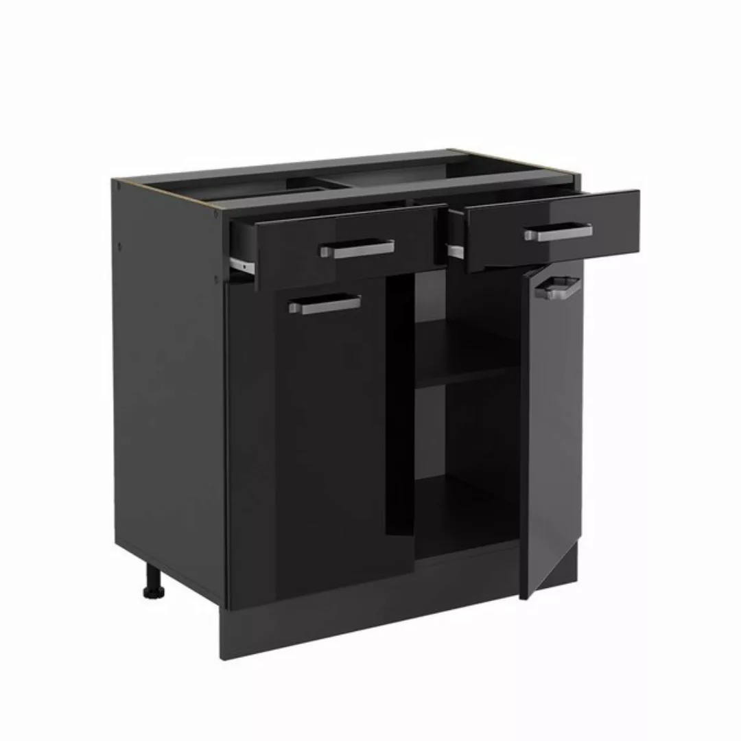 Vicco Unterschrank R-Line, Schwarz Hochglanz/Anthrazit, 80 cm AP Marmor günstig online kaufen