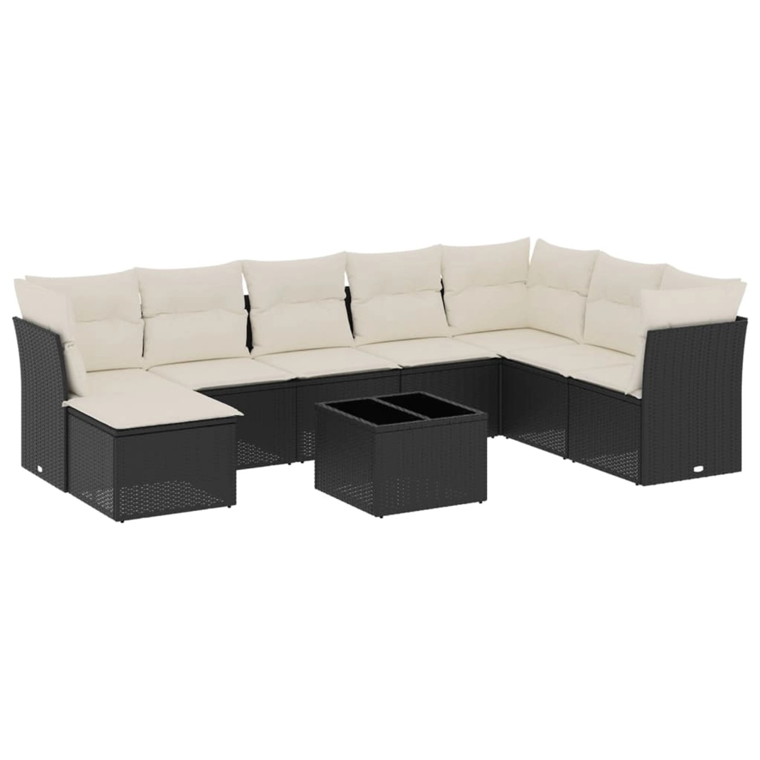 vidaXL 9-Tlg Garten-Sofagarnitur mit Kissen Schwarz Poly Rattan 3249895 günstig online kaufen