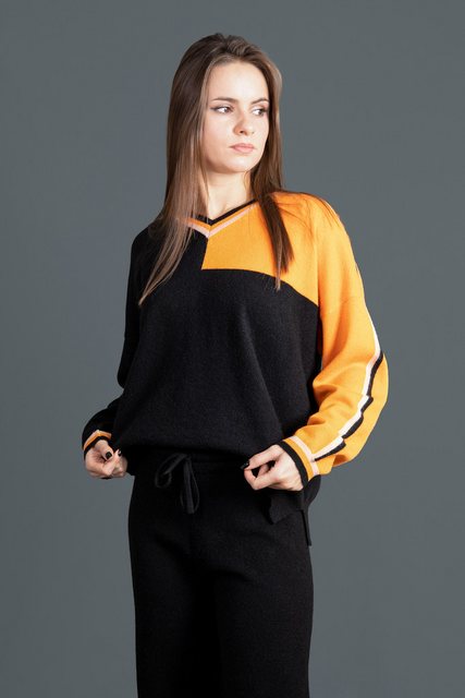 Ariun Kaschmirpullover Moderner Farbblock-Kaschmirpullover, oversized günstig online kaufen