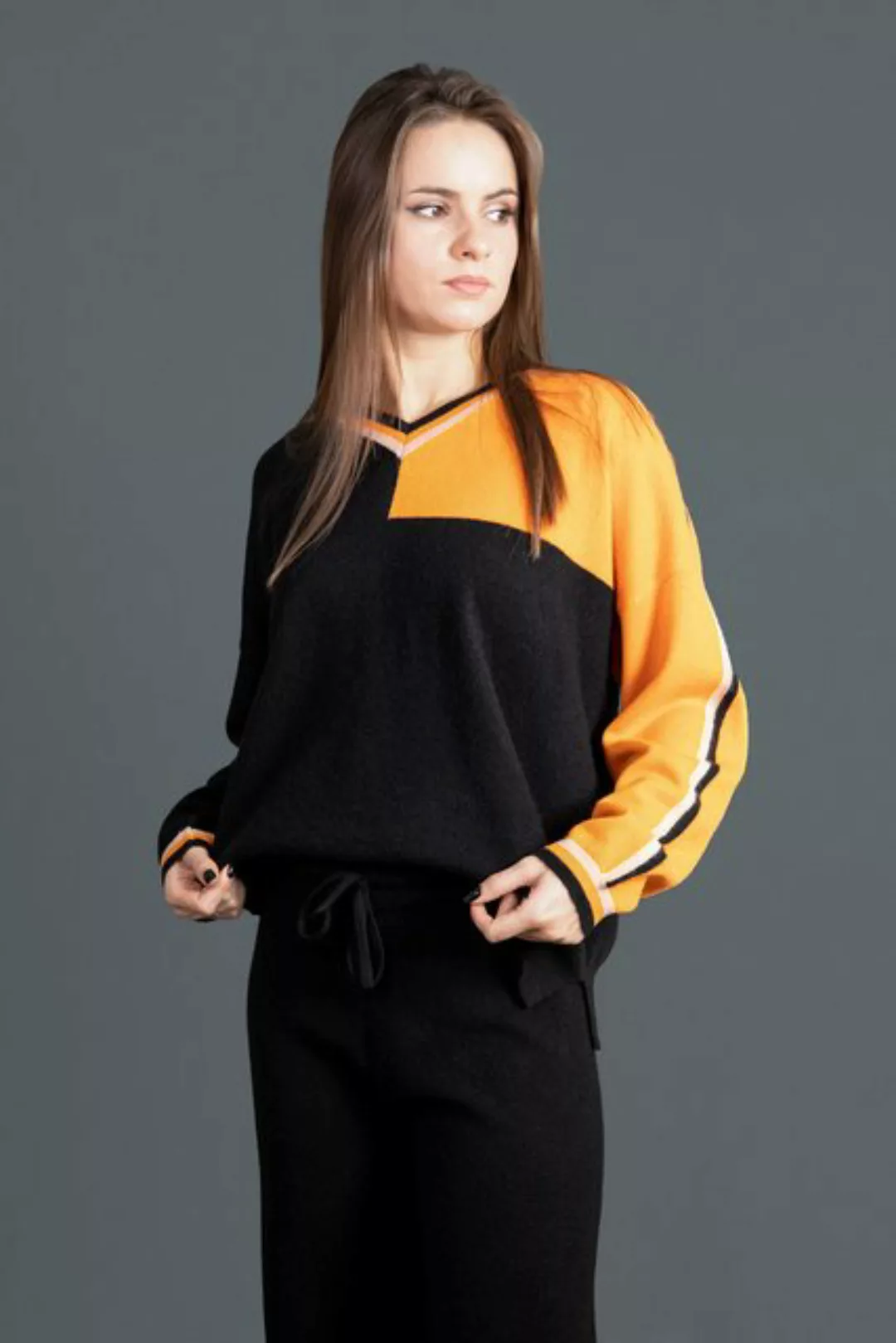 Ariun Kaschmirpullover Moderner Farbblock-Kaschmirpullover, oversized günstig online kaufen