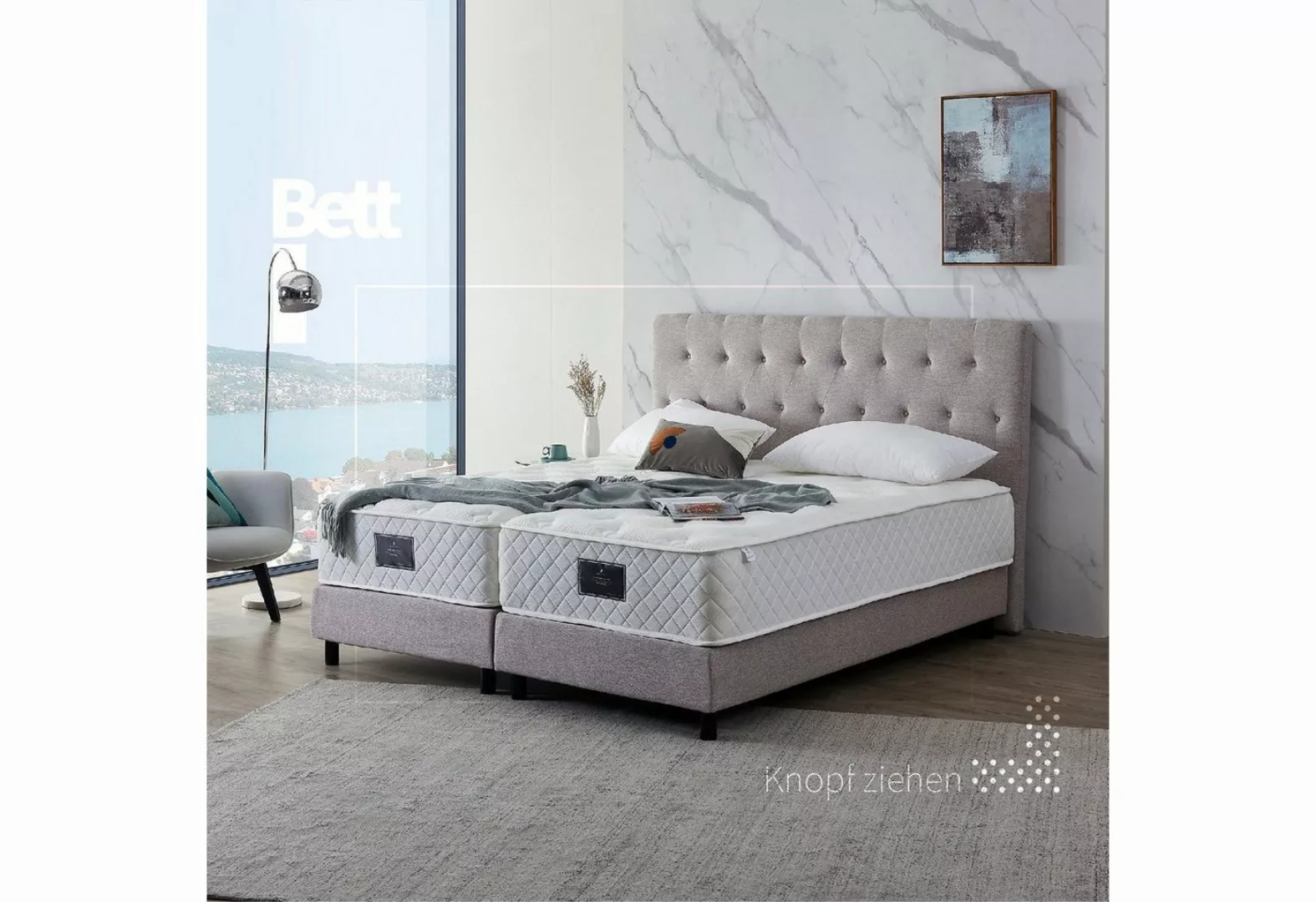 V6 Boxspringbett Boxspringbett Modell 211 mit Taschenfederkernmatratze, Bes günstig online kaufen