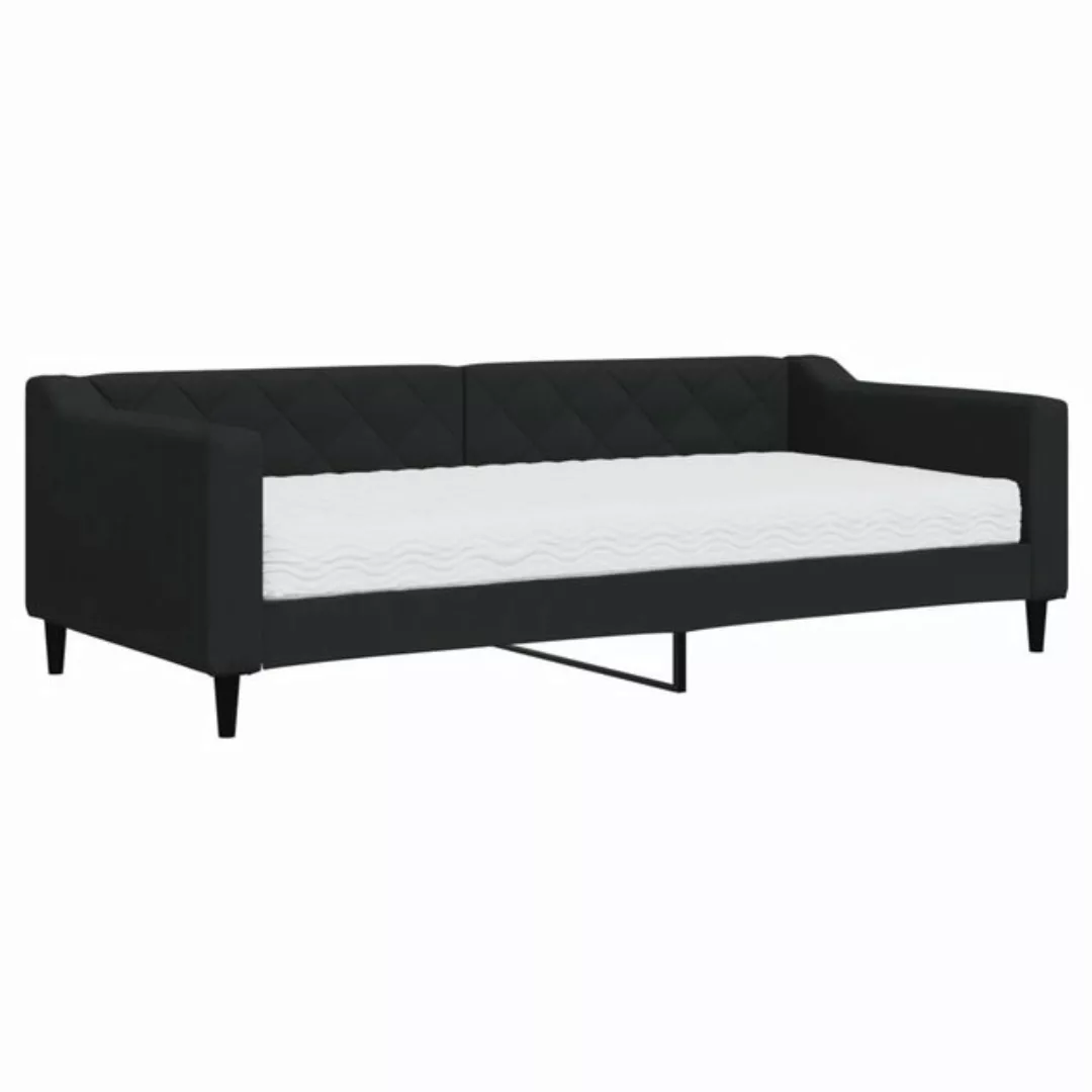 vidaXL Gästebett Gästebett Tagesbett mit Matratze Schwarz 90x200 cm Stoff B günstig online kaufen