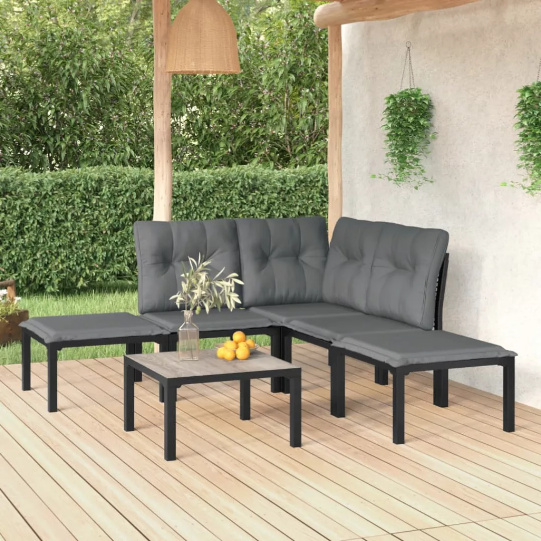 Vidaxl 6-tlg. Garten-lounge-set Schwarz Und Grau Poly Rattan günstig online kaufen