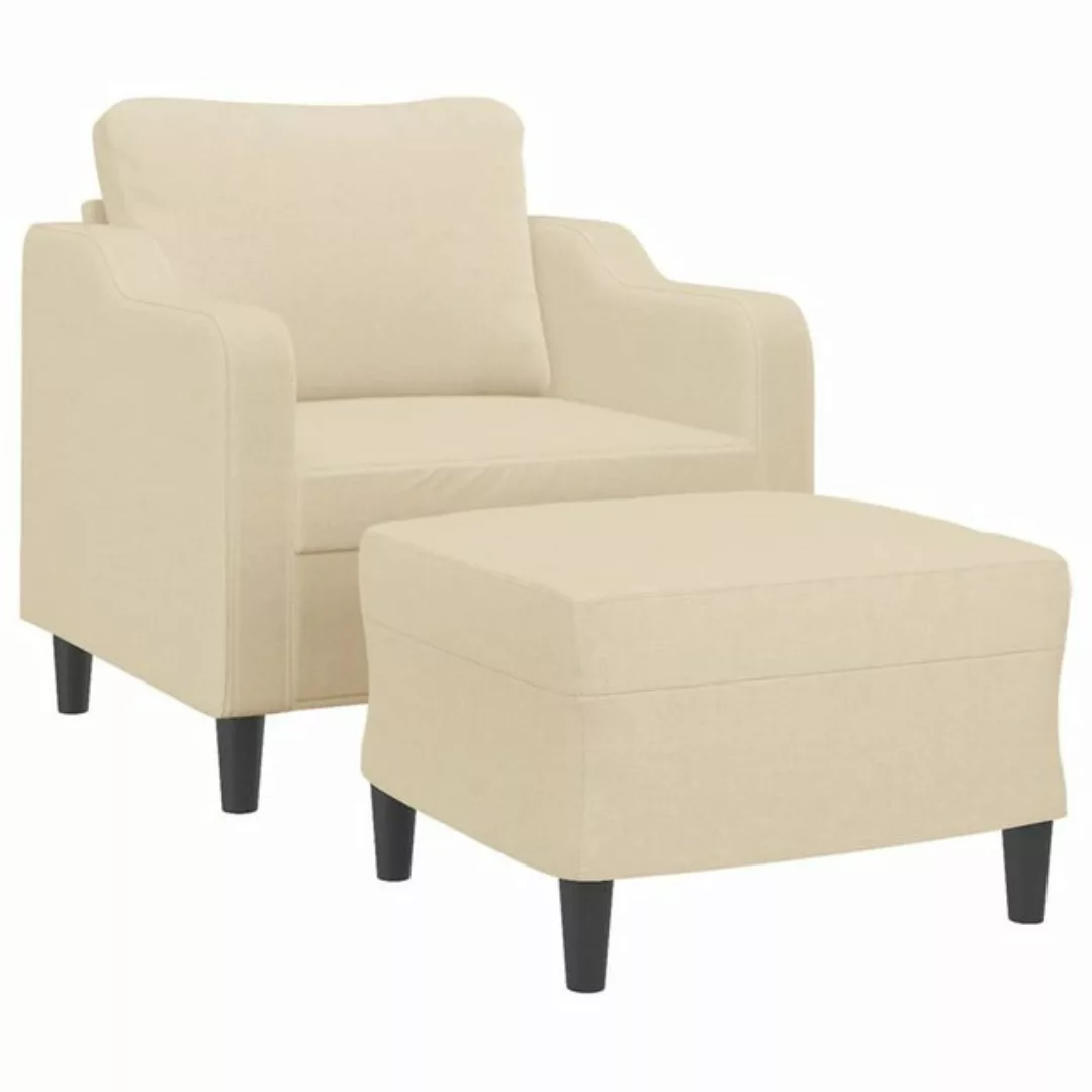 vidaXL Sofa Sessel mit Hocker Creme 60 cm Stoff günstig online kaufen