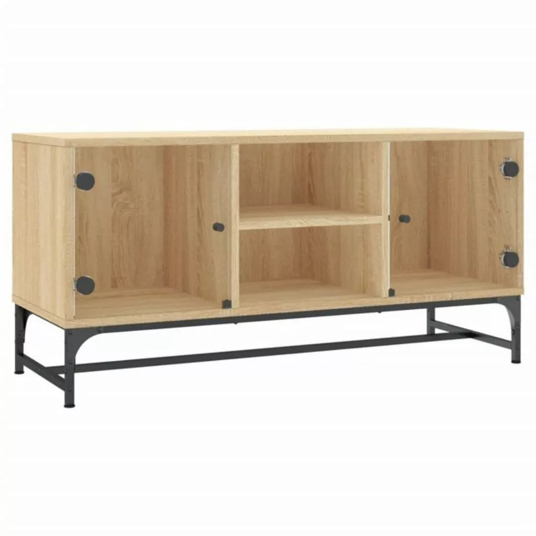 vidaXL TV-Schrank TV-Schrank mit Glastüren Räuchereiche 102x37x50 cm (1-St) günstig online kaufen