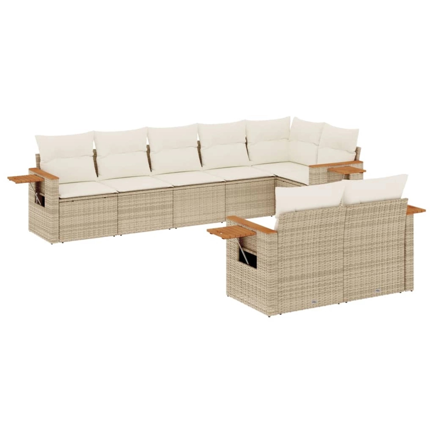 vidaXL 8-Tlg Garten-Sofagarnitur mit Kissen Beige Poly Rattan 3259391 günstig online kaufen
