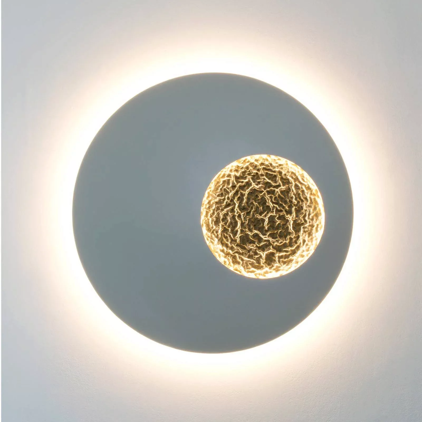 LED-Wandleuchte Luna, grau/goldfarben, Ø 80 cm, Eisen günstig online kaufen