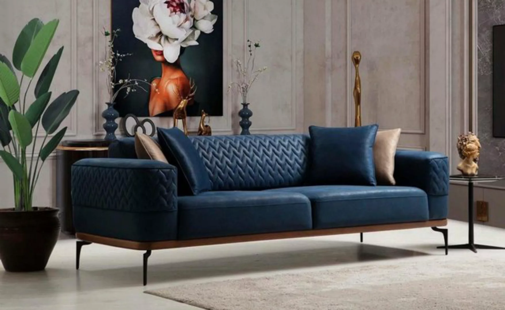 JVmoebel Sofa Design Dreisitzer Moderne Couch Blau Couchen Luxus Sofa, Made günstig online kaufen