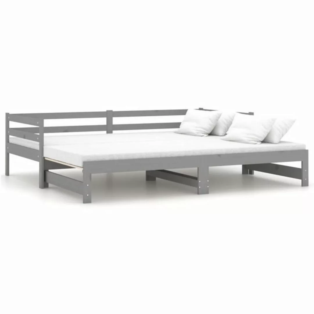 furnicato Bett Tagesbett Ausziehbar Grau Kiefer Massivholz 2x(90x200) cm günstig online kaufen