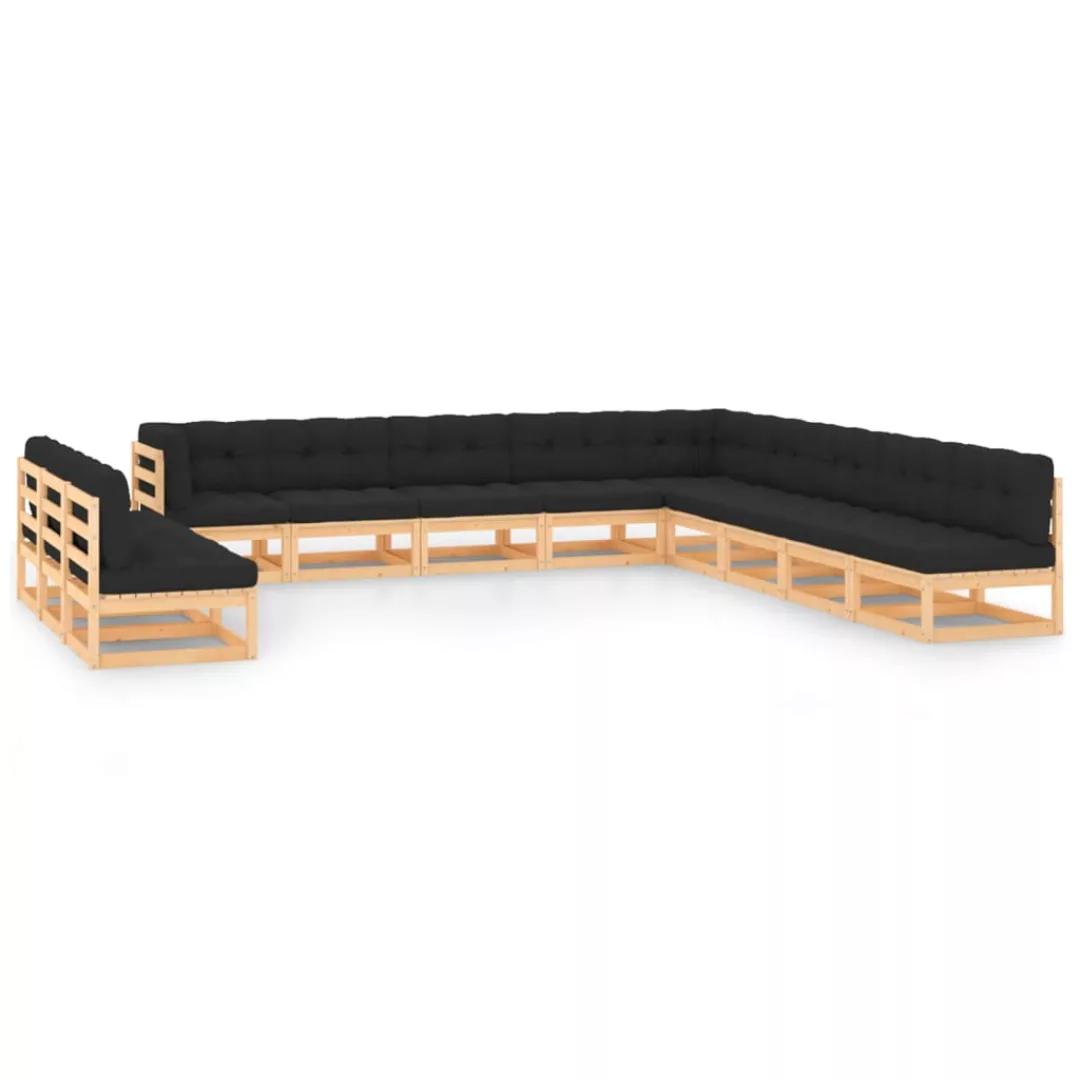 12-tlg. Garten-lounge-set Anthrazit-kissen Massivholz Kiefer günstig online kaufen
