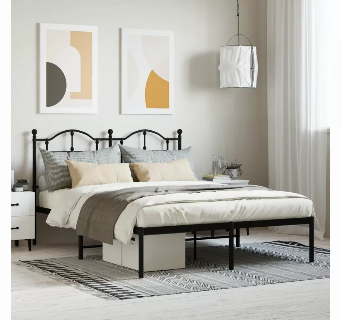 furnicato Bett Bettgestell mit Kopfteil Metall Schwarz 140x190 cm günstig online kaufen