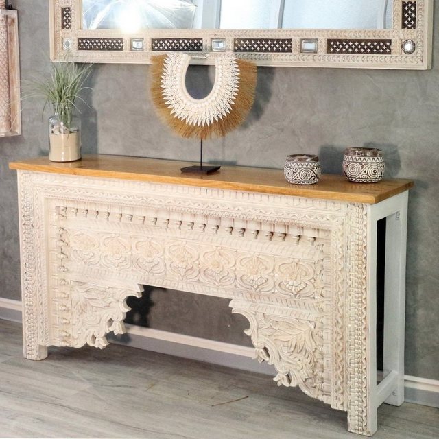 Oriental Galerie Unterschrank Weiß Whitewash Konsolentisch Sideboard Indien günstig online kaufen