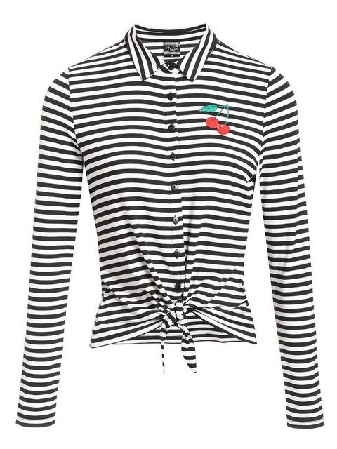 Pussy Deluxe Stripes Damen Langarmbluse schwarz/weiß günstig online kaufen