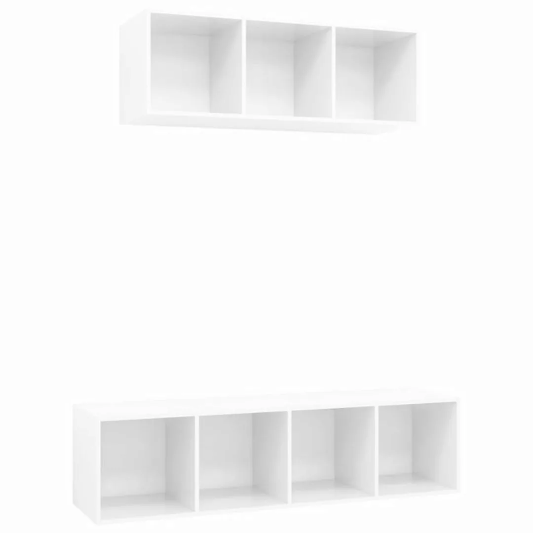 vidaXL TV-Schrank 2-tlg TV-Schrank-Set Hochglanz-Weiß Spanplatte günstig online kaufen