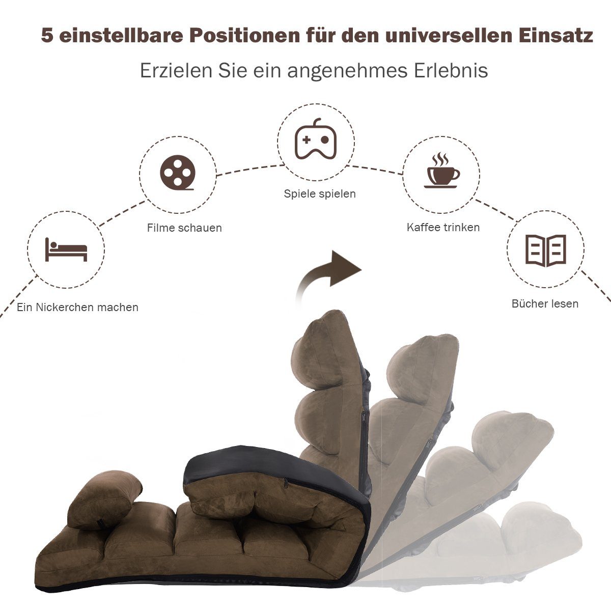 COSTWAY Relaxliege, mit Liegefunktion, Bodensessel klappbar günstig online kaufen