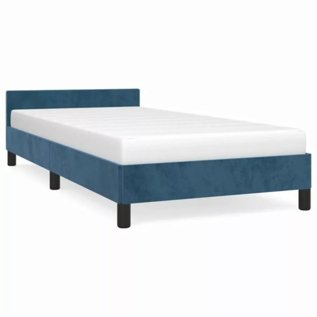 furnicato Bett Bettgestell mit Kopfteil Dunkelblau 80x200 cm Samt günstig online kaufen