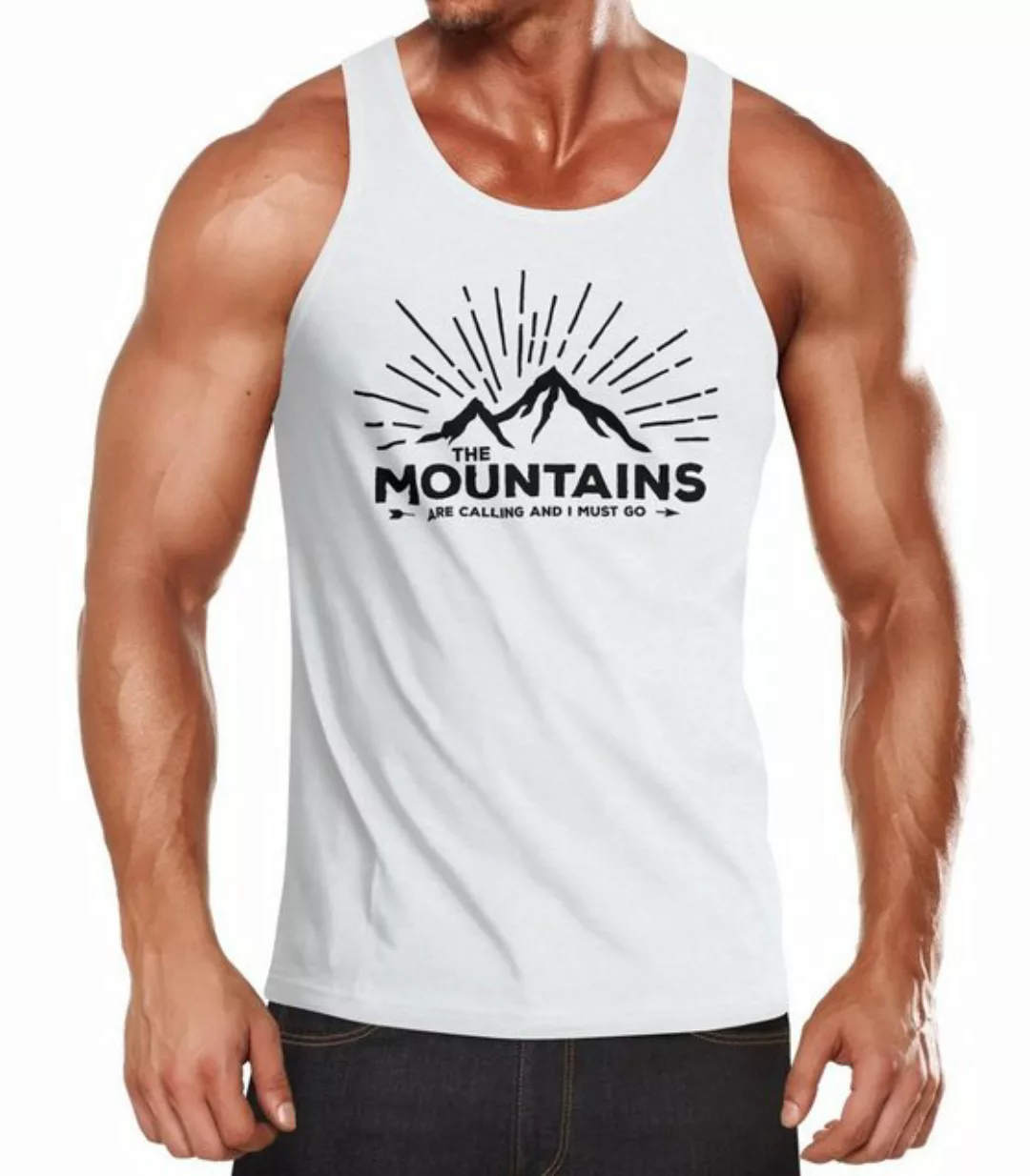 MoonWorks Tanktop Herren Tanktop The Mountains are Calling and I must go Wa günstig online kaufen