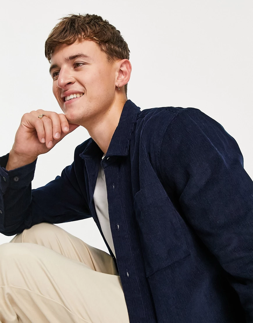 Topman – Cordhemd in Marineblau günstig online kaufen