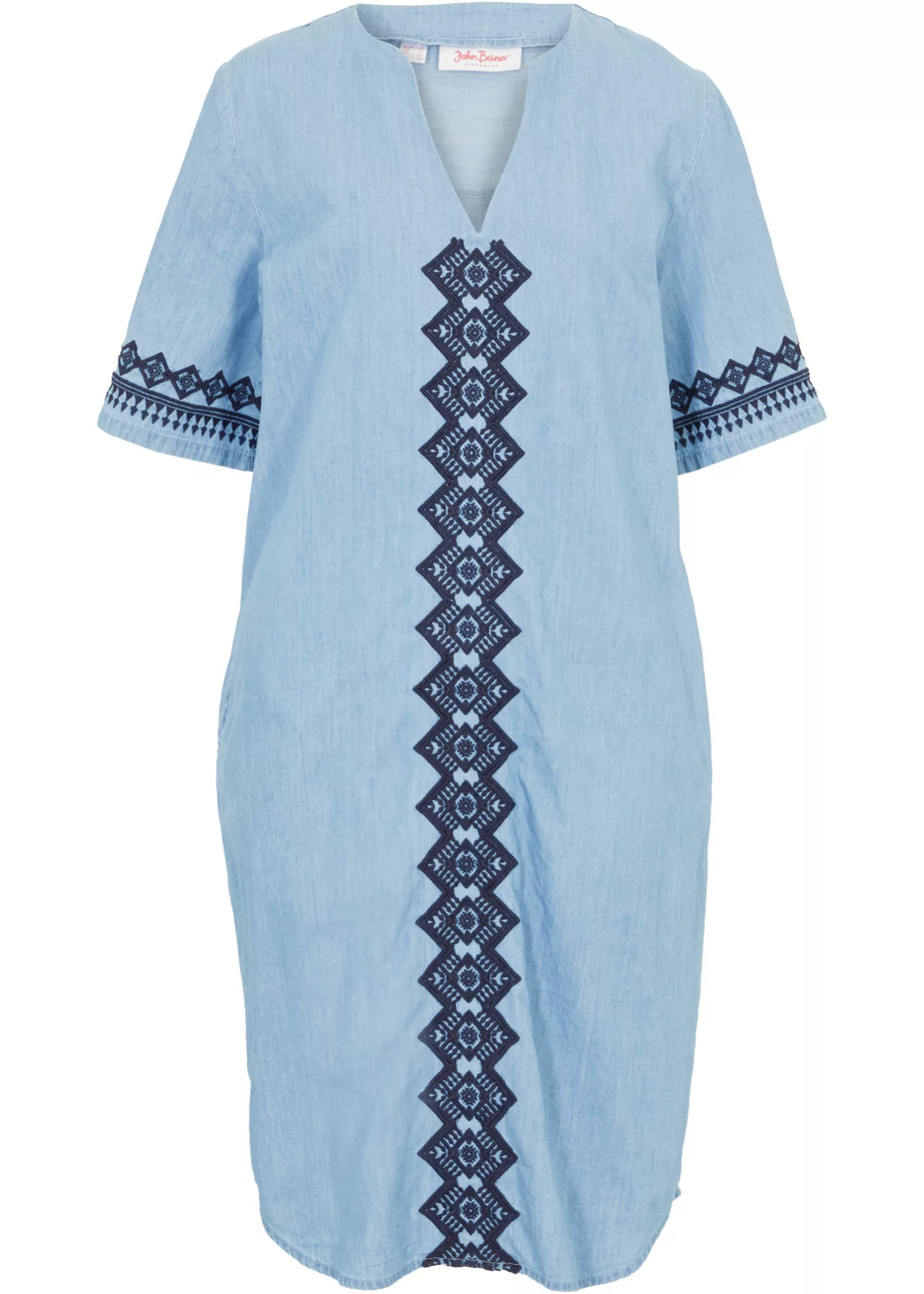 Jeans Tunika-Kleid mit Stickerei günstig online kaufen