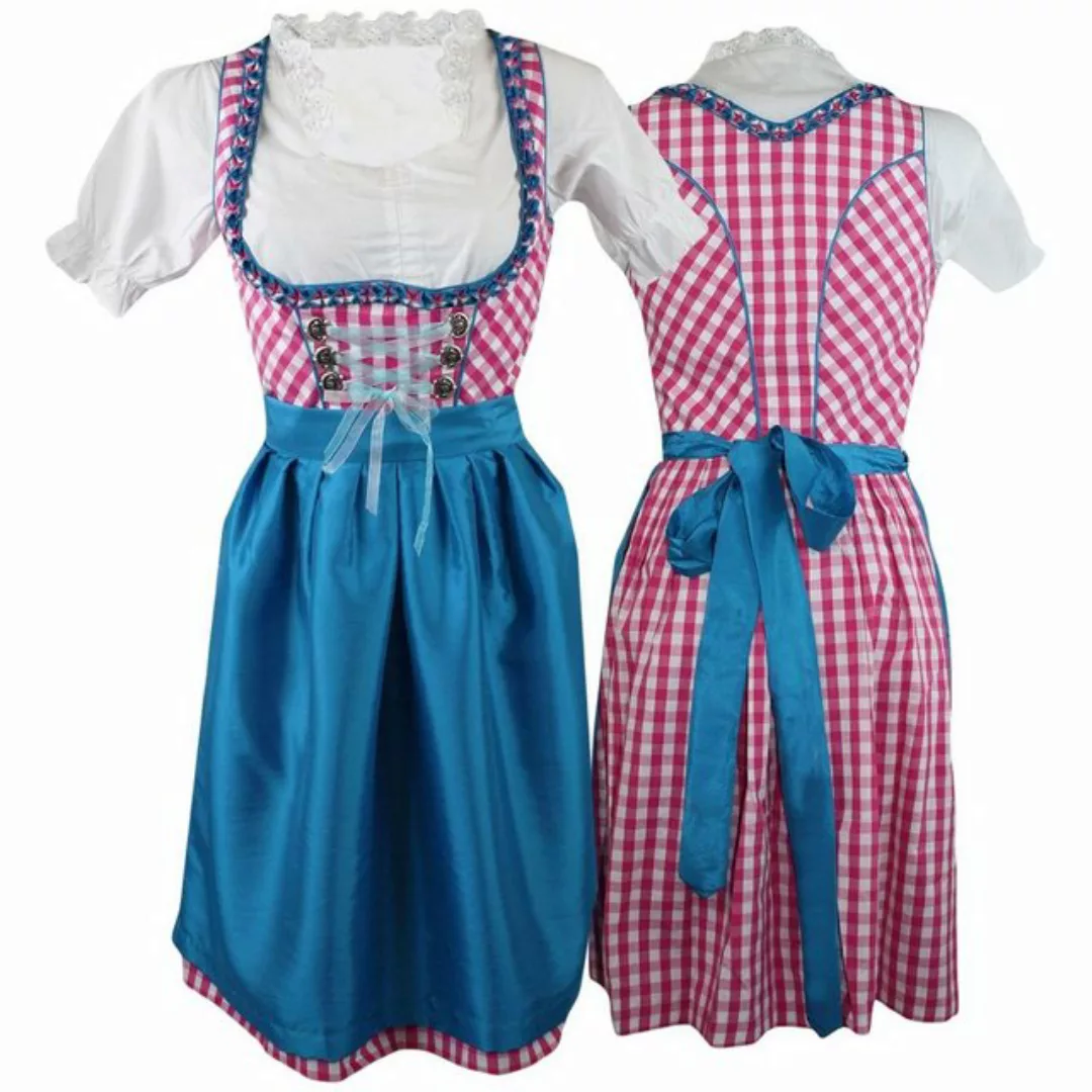 German Wear Dirndl OD4 Pink kariert 1-teiliges Midi-Dirndl Landhaus Dirndel günstig online kaufen