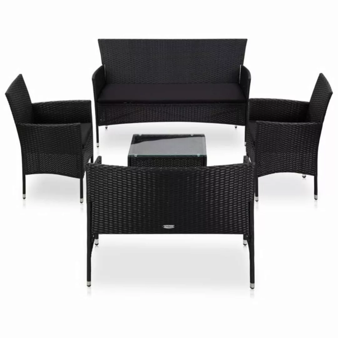 furnicato Loungesofa 5-tlg. Garten-Lounge-Set mit Auflagen Poly Rattan Schw günstig online kaufen