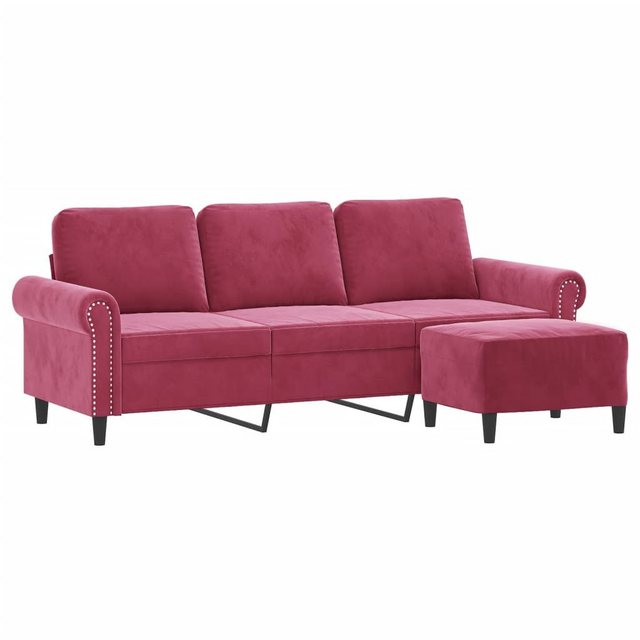 vidaXL Sofa 3-Sitzer-Sofa mit Hocker Weinrot 180 cm Samt günstig online kaufen