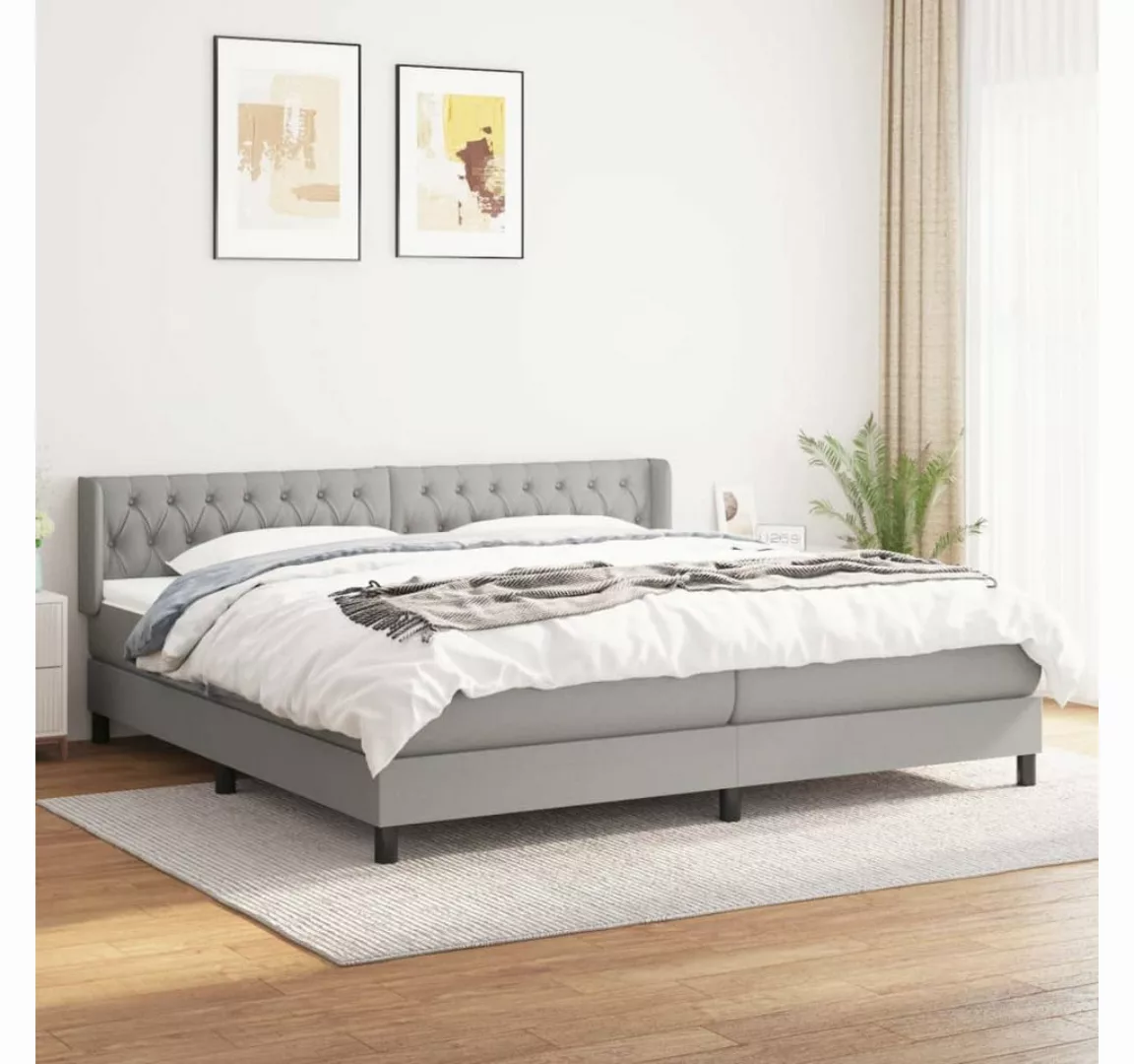 vidaXL Boxspringbett Boxspringbett mit Matratze Hellgrau 200x200 cm Stoff B günstig online kaufen