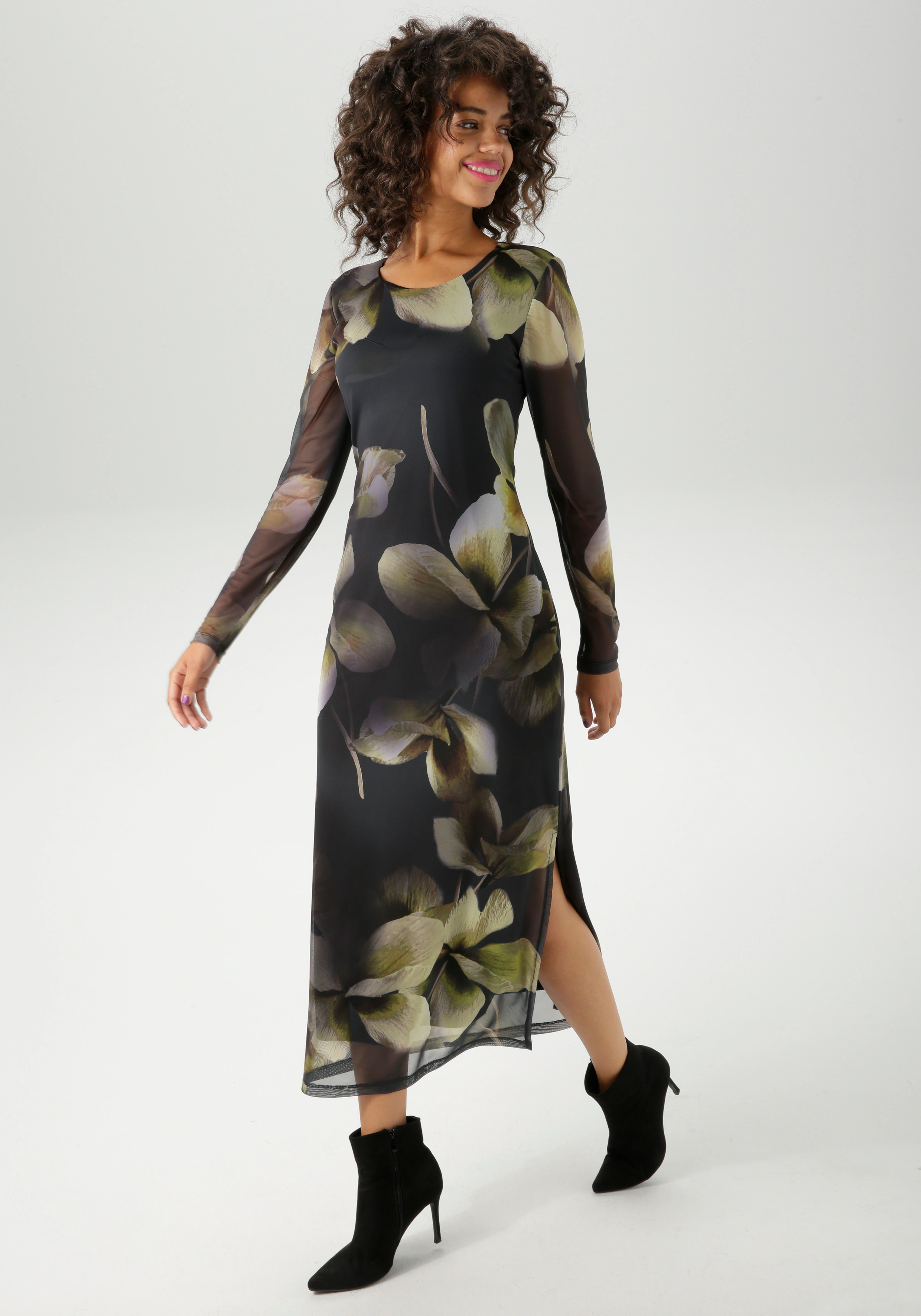 Aniston CASUAL Maxikleid, mit großflächigen Batik-Blüten bedruckt - NEUE KO günstig online kaufen