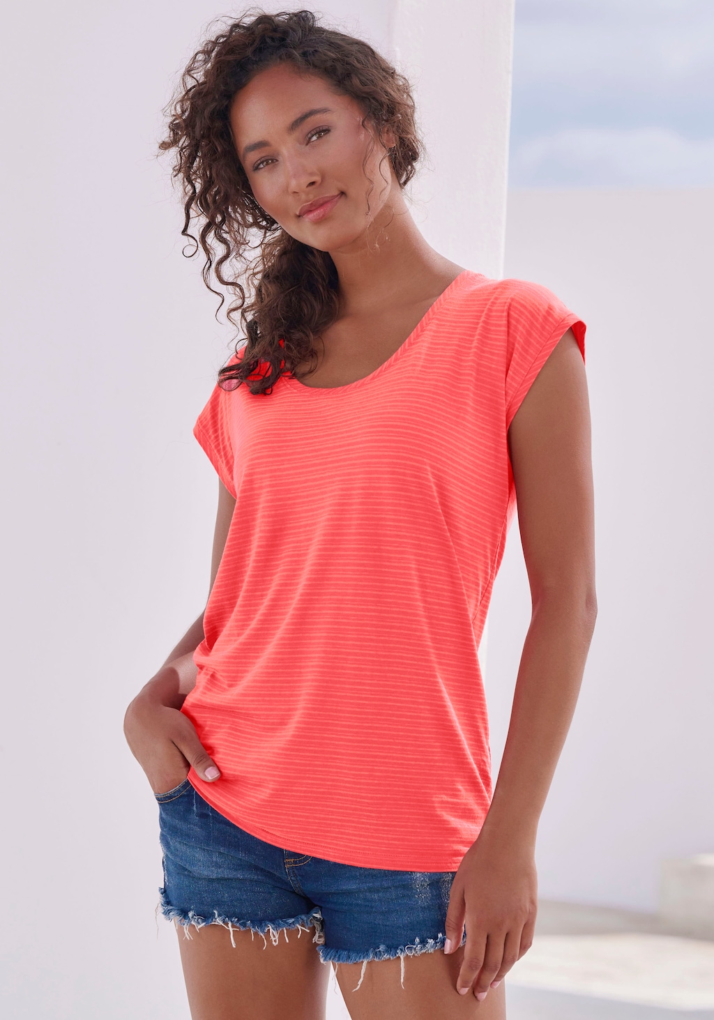 Beachtime Kurzarmshirt "mit leicht transparenten Streifen", (2er-Pack), aus günstig online kaufen