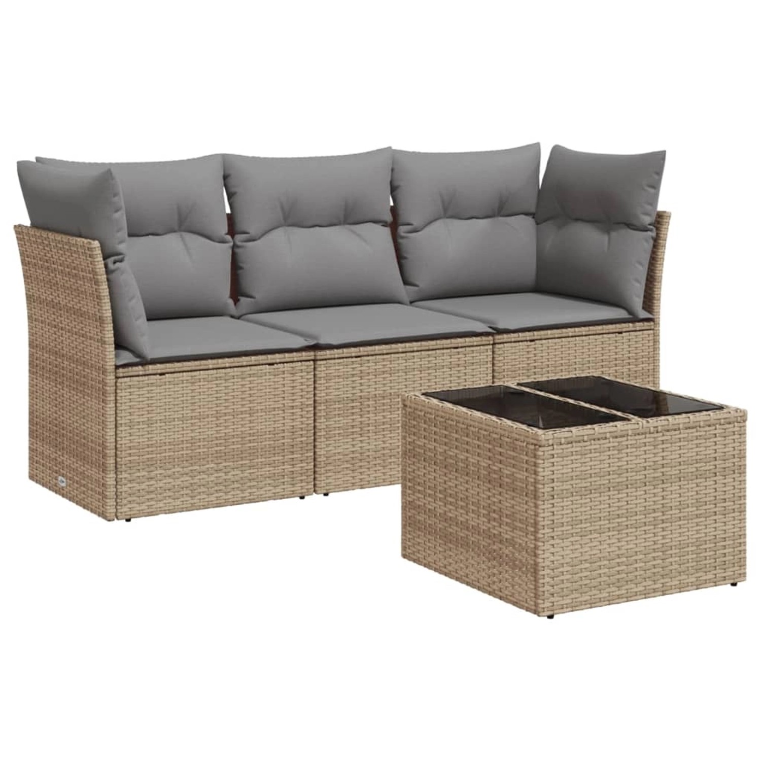 vidaXL 4-tlg Garten-Sofagarnitur mit Kissen Beige Poly Rattan Modell 21 günstig online kaufen