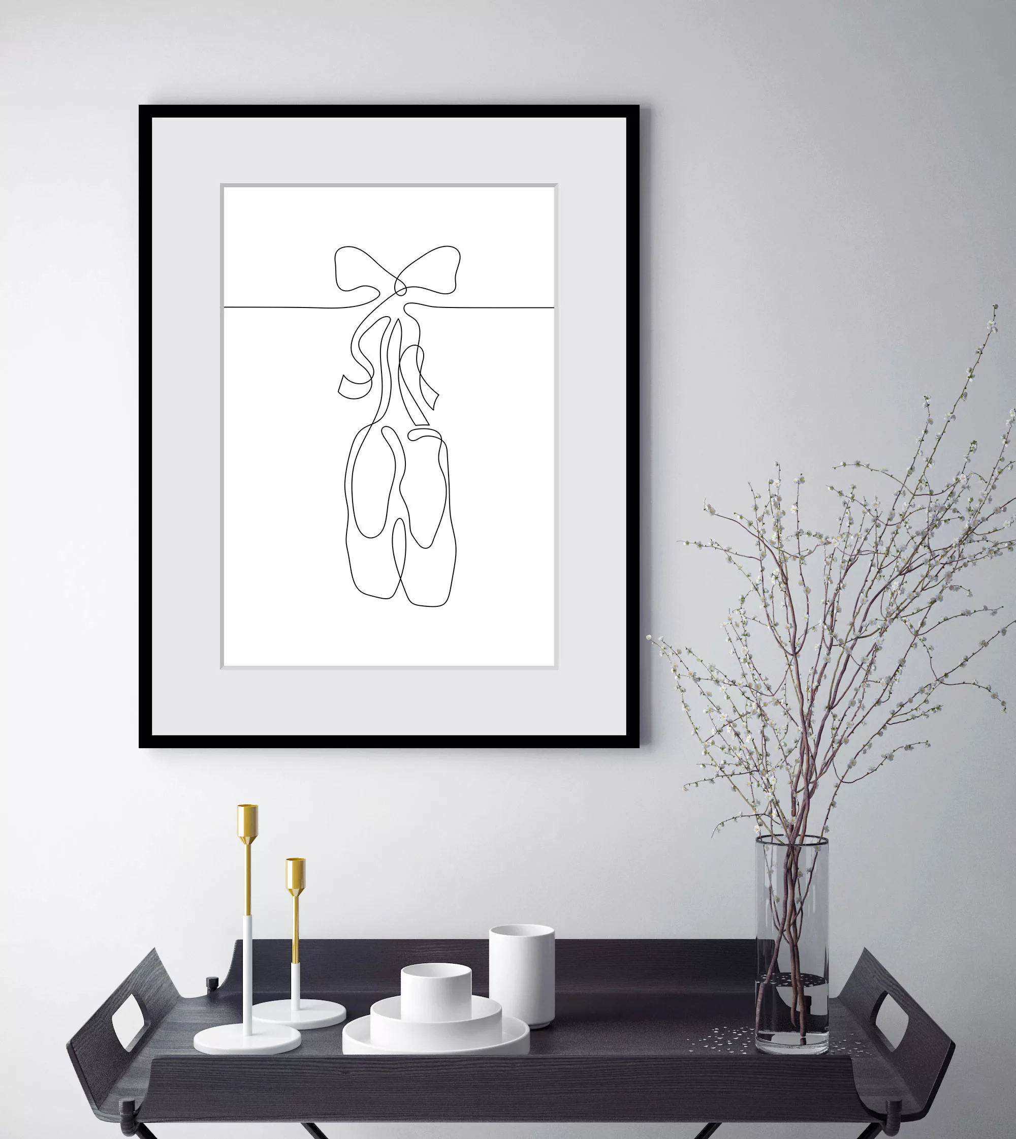 queence Bild »Prima Ballerina«, Sport-Kunst-Schwarz-Weiß-Schuhe-Schuh, (1 S günstig online kaufen