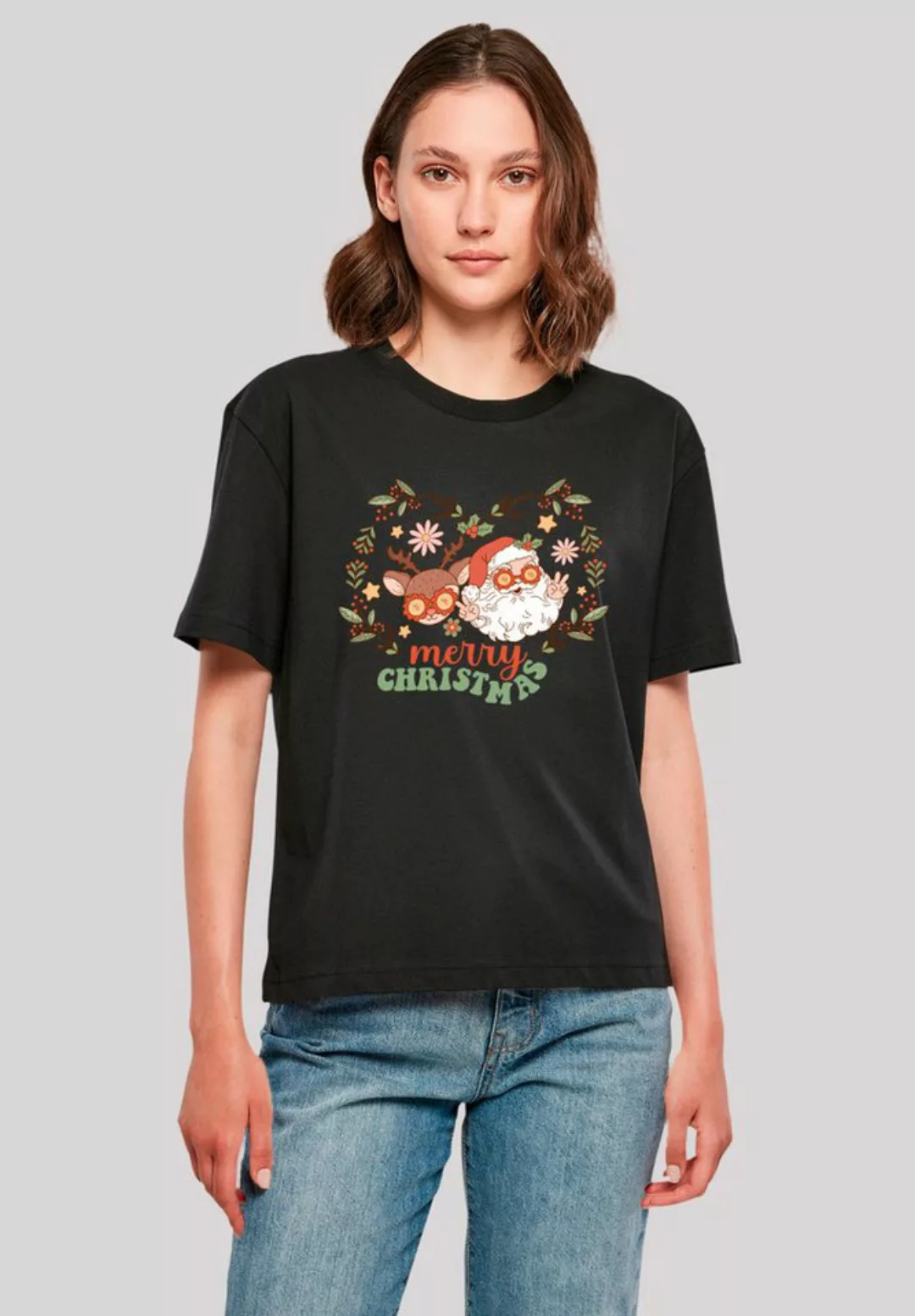 F4NT4STIC T-Shirt Weihnachten Hippie Santa And Reindeer Premium Qualität, W günstig online kaufen