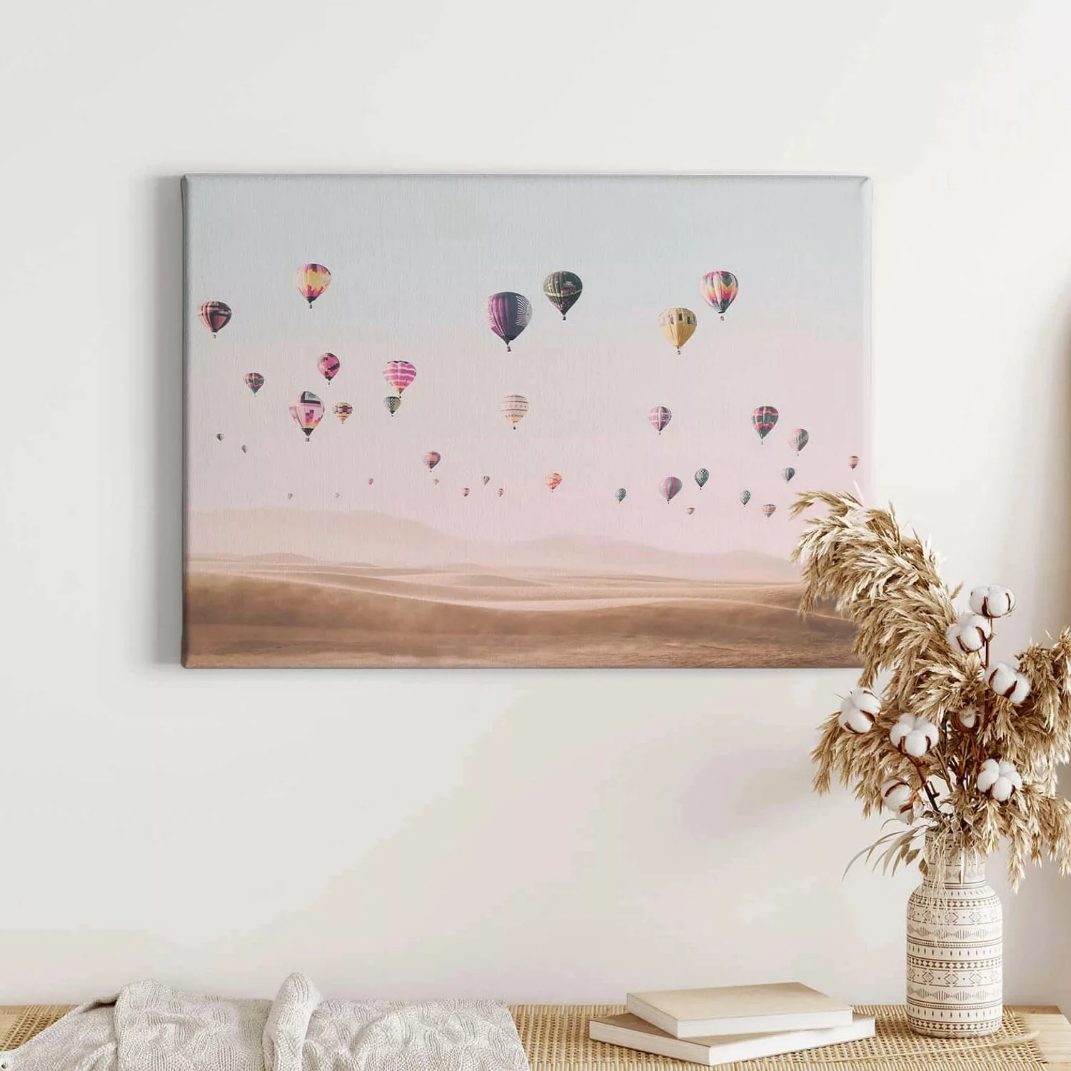 Bricoflor Leinwandbild Mit Heißluftballon Pastell Wandbild Mit Ballons Idea günstig online kaufen