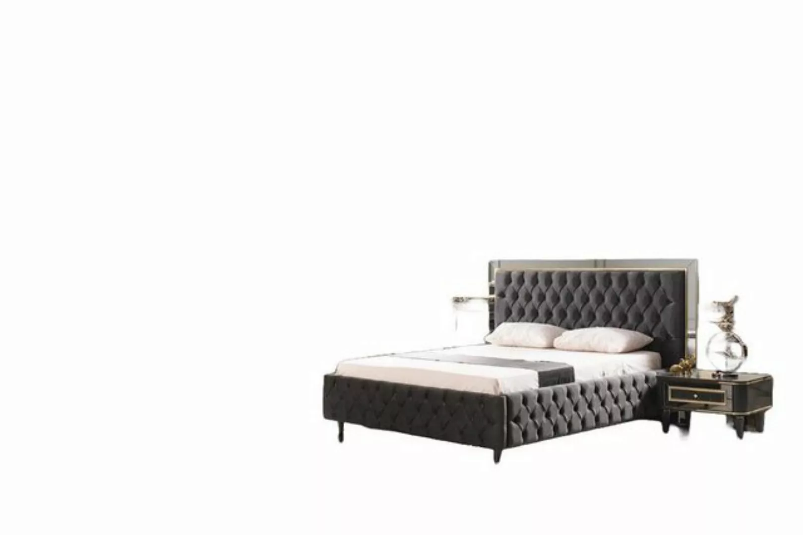 JVmoebel Bett Luxus Chesterfield Bett mit Edelstahl Rahmen Edle Betten Schw günstig online kaufen