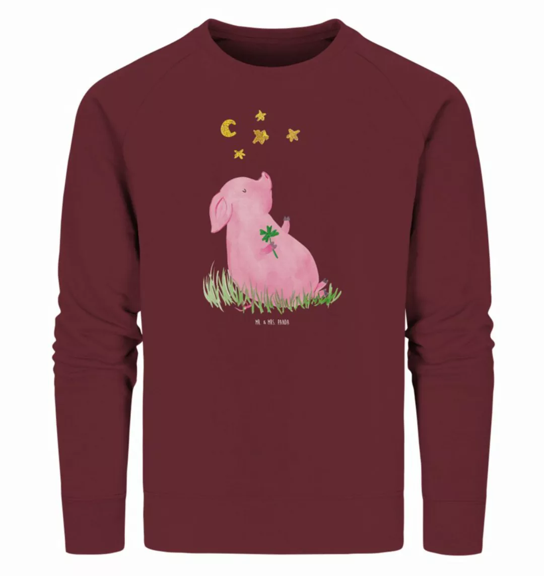 Mr. & Mrs. Panda Longpullover Größe XL Schwein Glück - Burgundy - Geschenk, günstig online kaufen