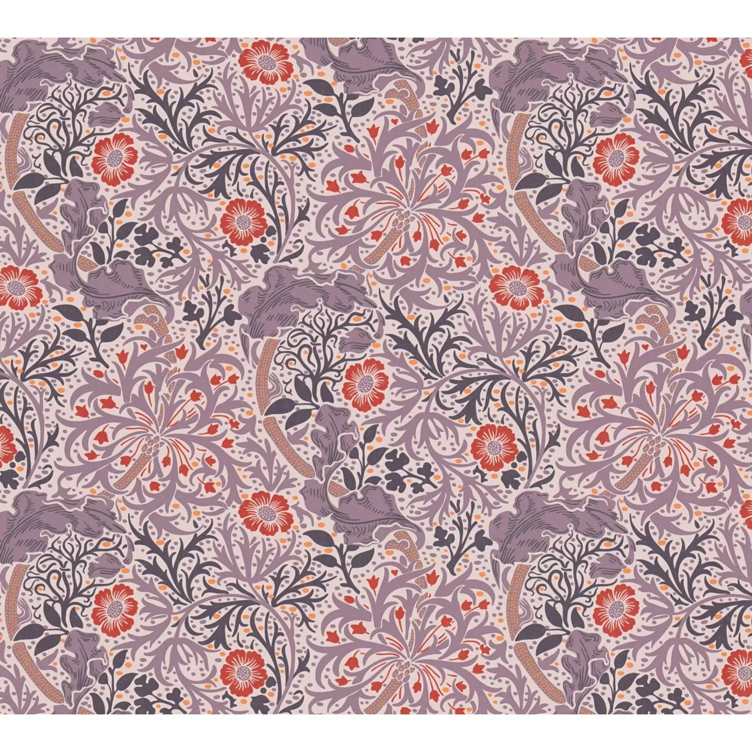 Bricoflor Jugendstil Tapete Lila Rot Landhaus Vliestapete Floral Für Küche günstig online kaufen