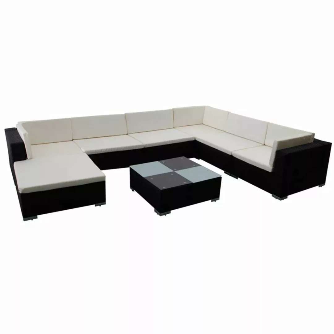 8-tlg. Garten-lounge-set Mit Auflagen Poly Rattan Schwarz günstig online kaufen