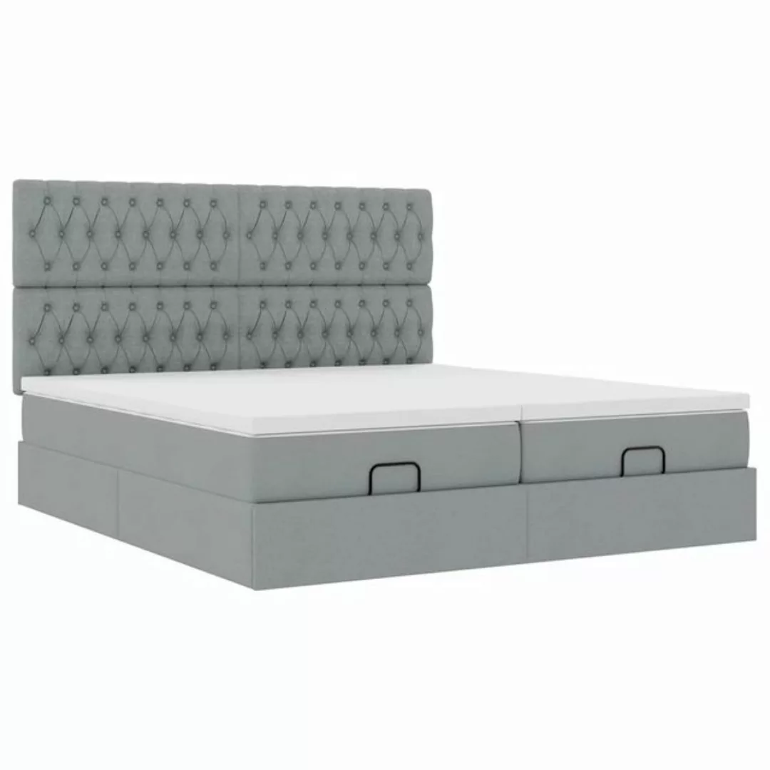 vidaXL Bett, Ottoman-Bett mit Matratzen & LEDs Hellgrau 160x200 cm Stoff günstig online kaufen