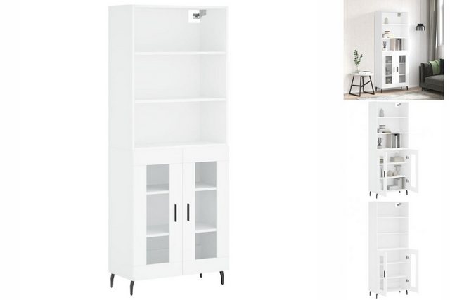 vidaXL Vitrine Highboard Weiß 69,5x34x180 cm Spanplatte Glas Vitrine günstig online kaufen