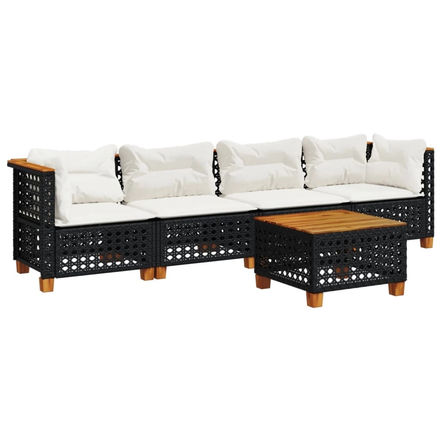 vidaXL 5-Tlg Garten-Sofagarnitur mit Kissen Schwarz Poly Rattan 3261728 günstig online kaufen