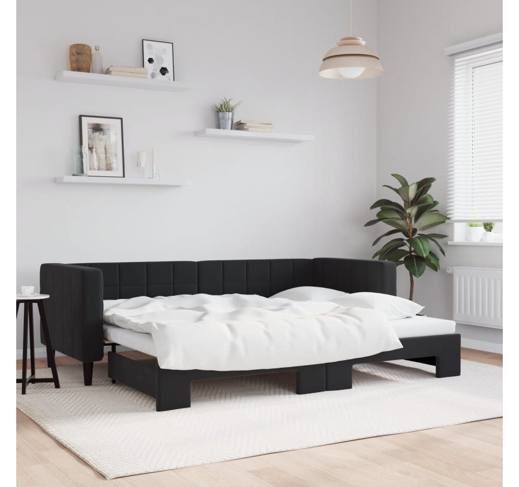 vidaXL Gästebett Gästebett Tagesbett Ausziehbar Schwarz 80x200 cm Samt Bett günstig online kaufen