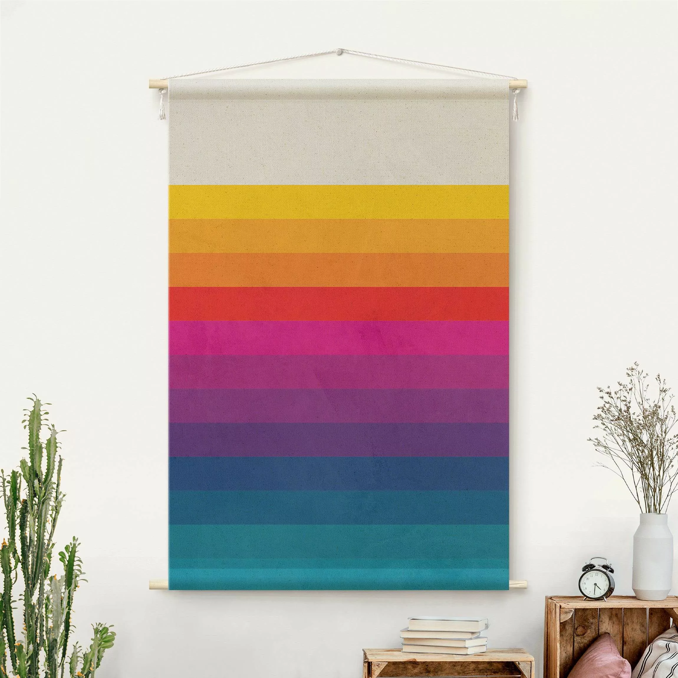 Wandteppich Retro Regenbogen Streifen günstig online kaufen