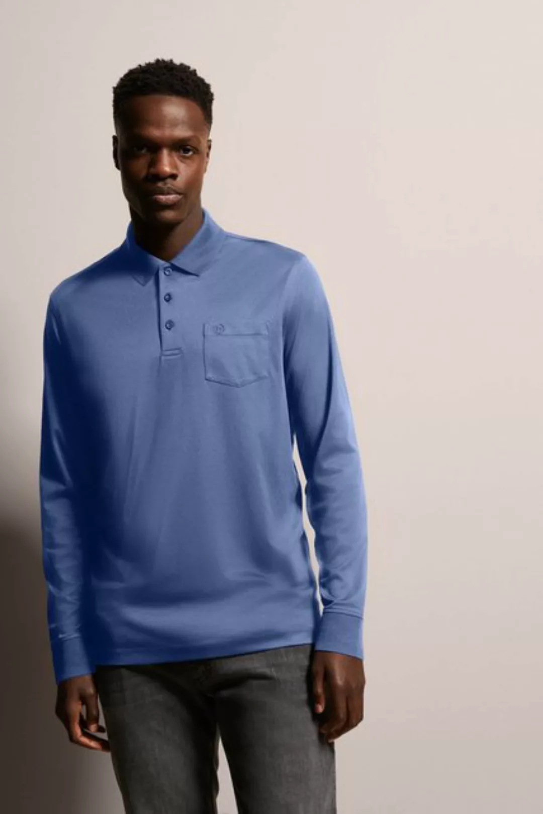 bugatti Langarm-Poloshirt mit feiner zweifarbiger Strukturoptik günstig online kaufen