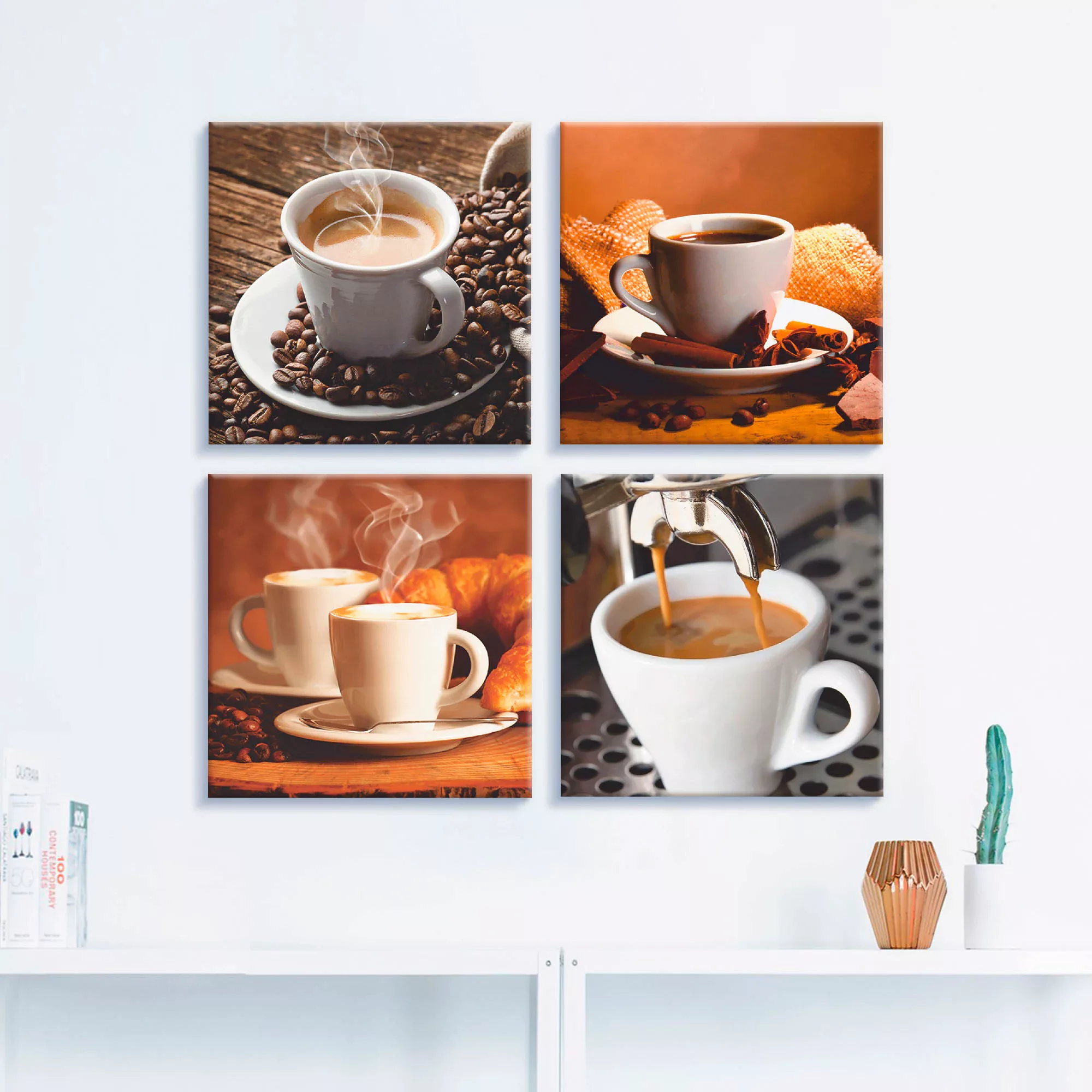 Artland Leinwandbild "Kaffee Bilder", Getränke, (4 St.), 4er Set, verschied günstig online kaufen