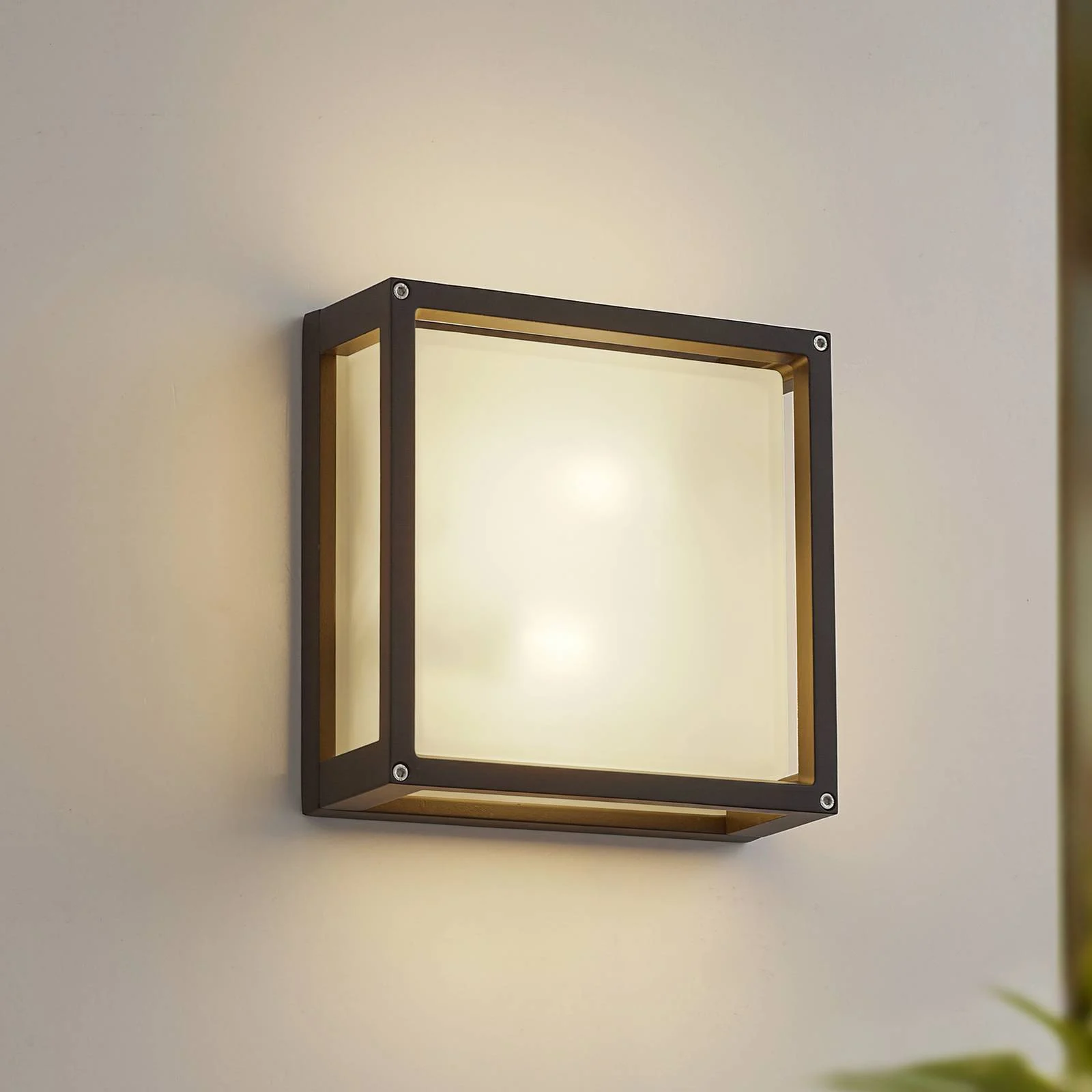 Lucande Außenwandlampe Aurelien, anthrazit, Sensor, 25x25 cm günstig online kaufen