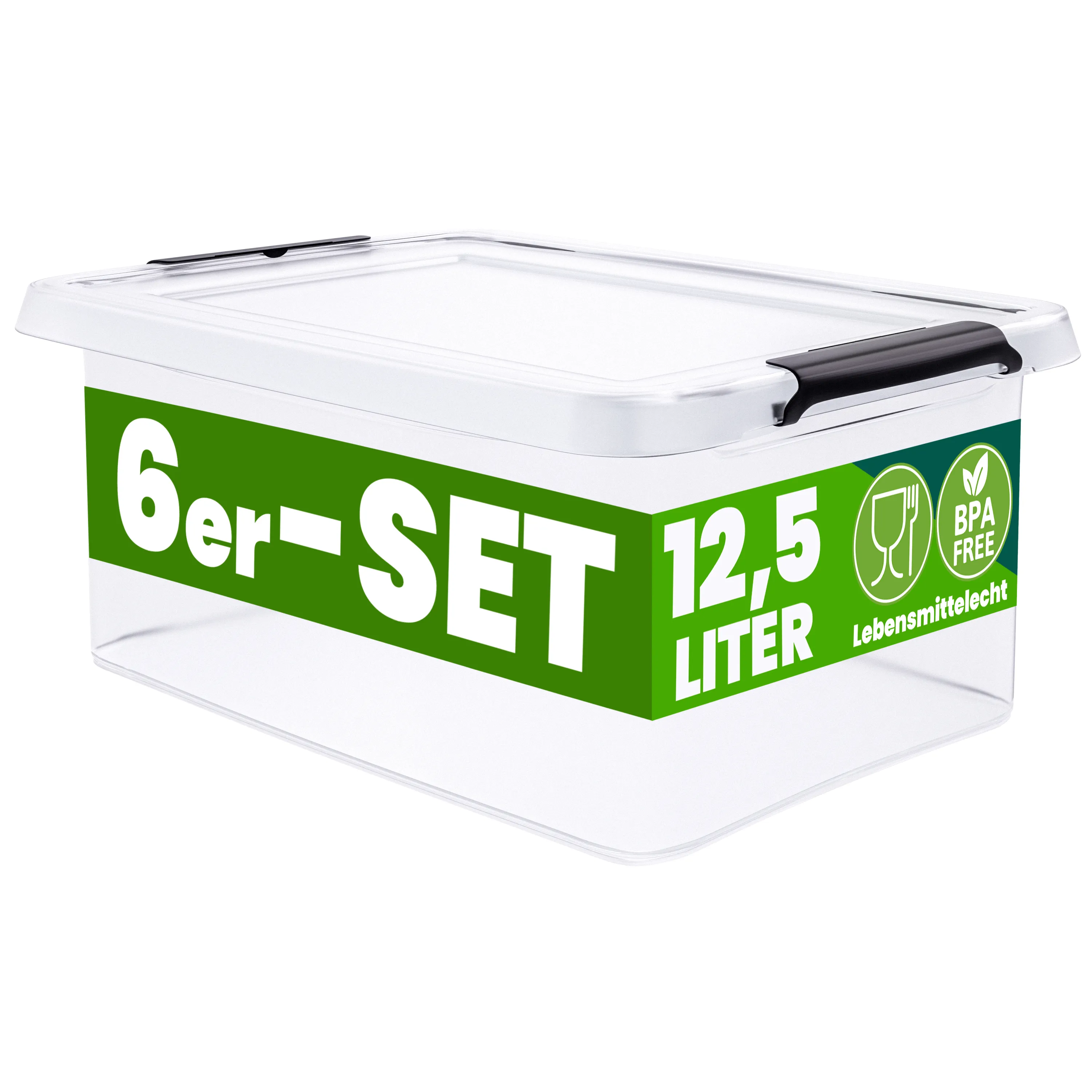 Aufbewahrungsbox 6er-Set Transparent 39x29x17cm 12,5L stapelbar günstig online kaufen