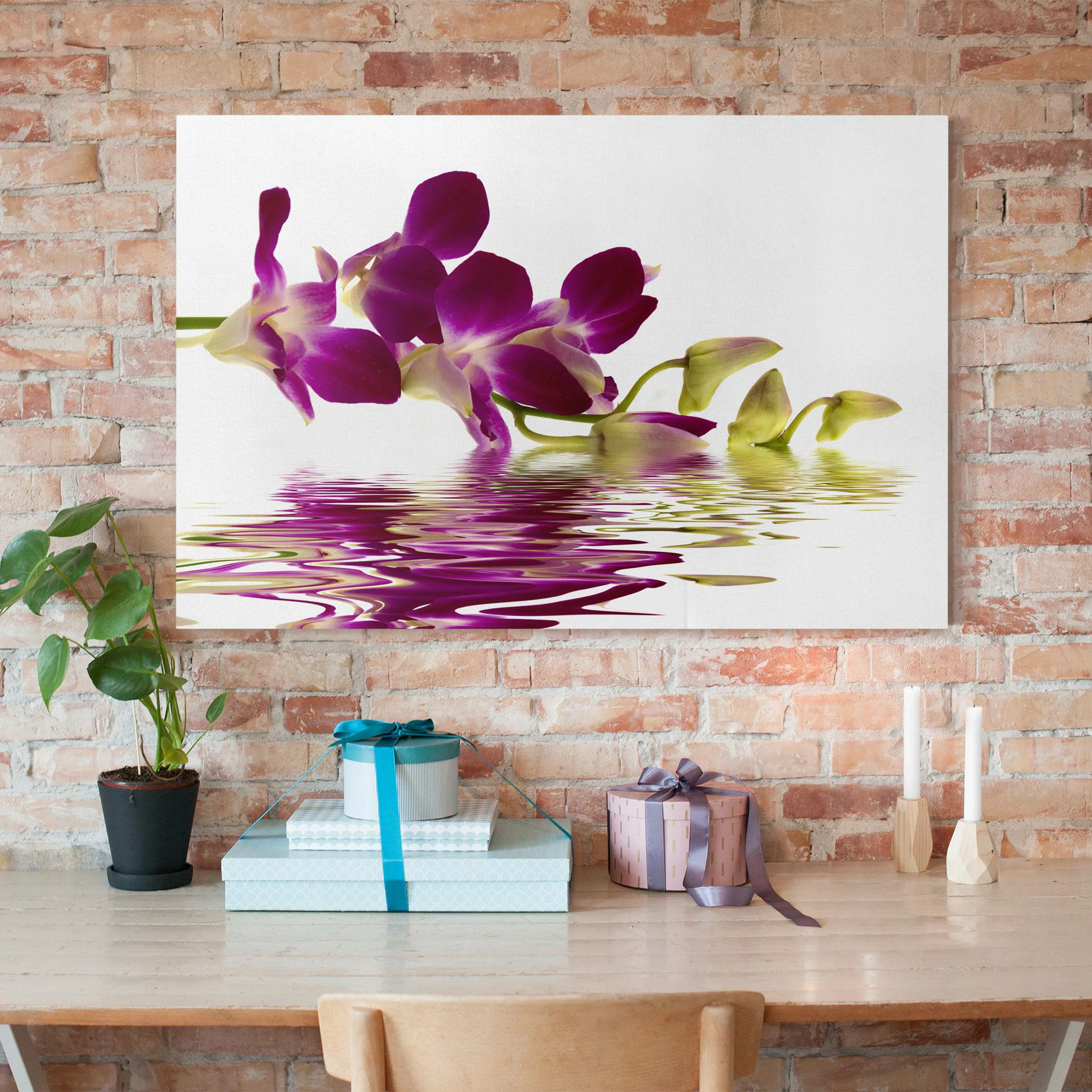 Leinwandbild Blumen - Querformat Pink Orchid Waters günstig online kaufen