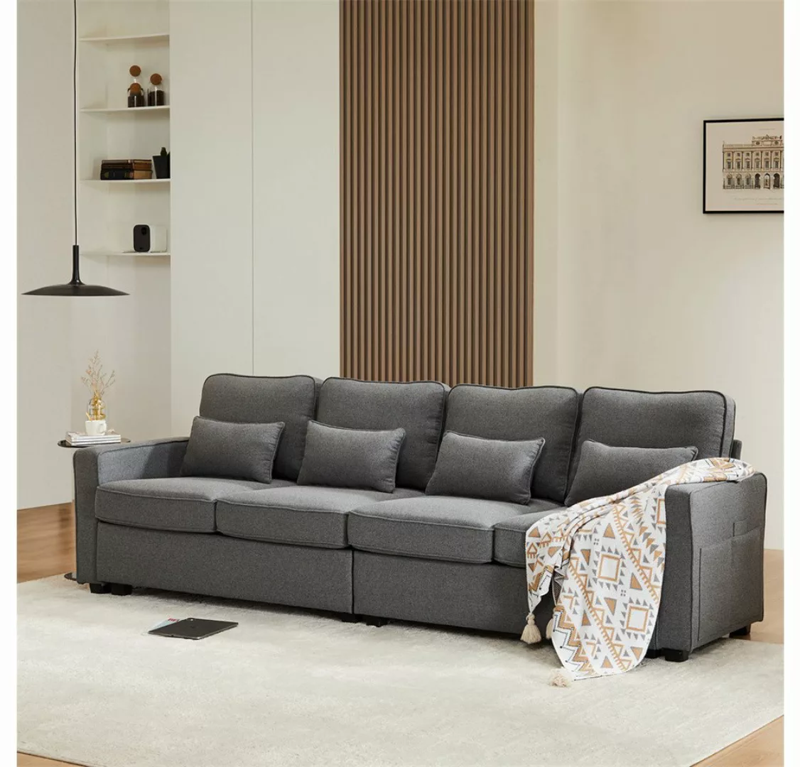 Sweiko Sofa 4-Sitzer-Sofa aus Leinenstoff, Viersitzer-Sofa mit Armlehnentas günstig online kaufen